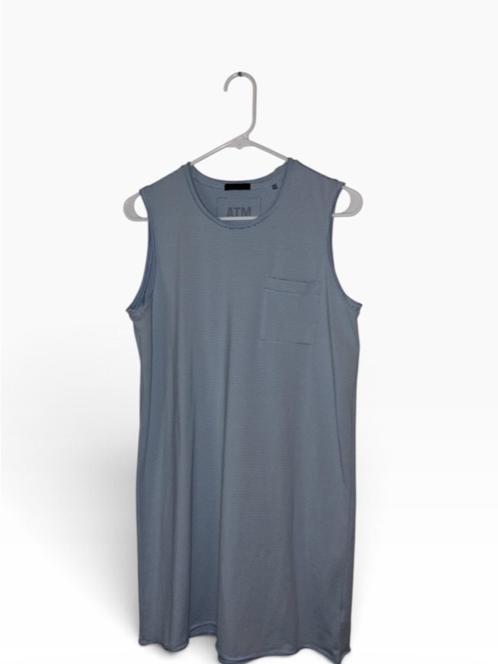 ATM Anthony Thomas Melillo Women’s Blue Sleeveless Pocket Tank Dress Sz M